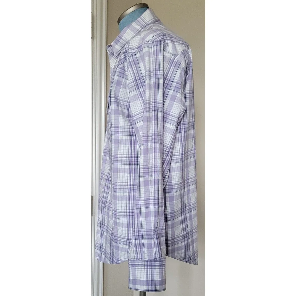 Wrangler Men's Western Button Up Pearl Snap Multicolor‎ Plaid Long Sleeve Sz L